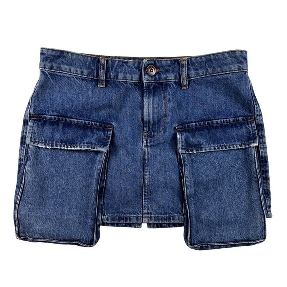 3x1 N.Y.C. Womens Celine Cargo Denim Mini Skirt Size 24 Made In Italy - Picture 2 of 8